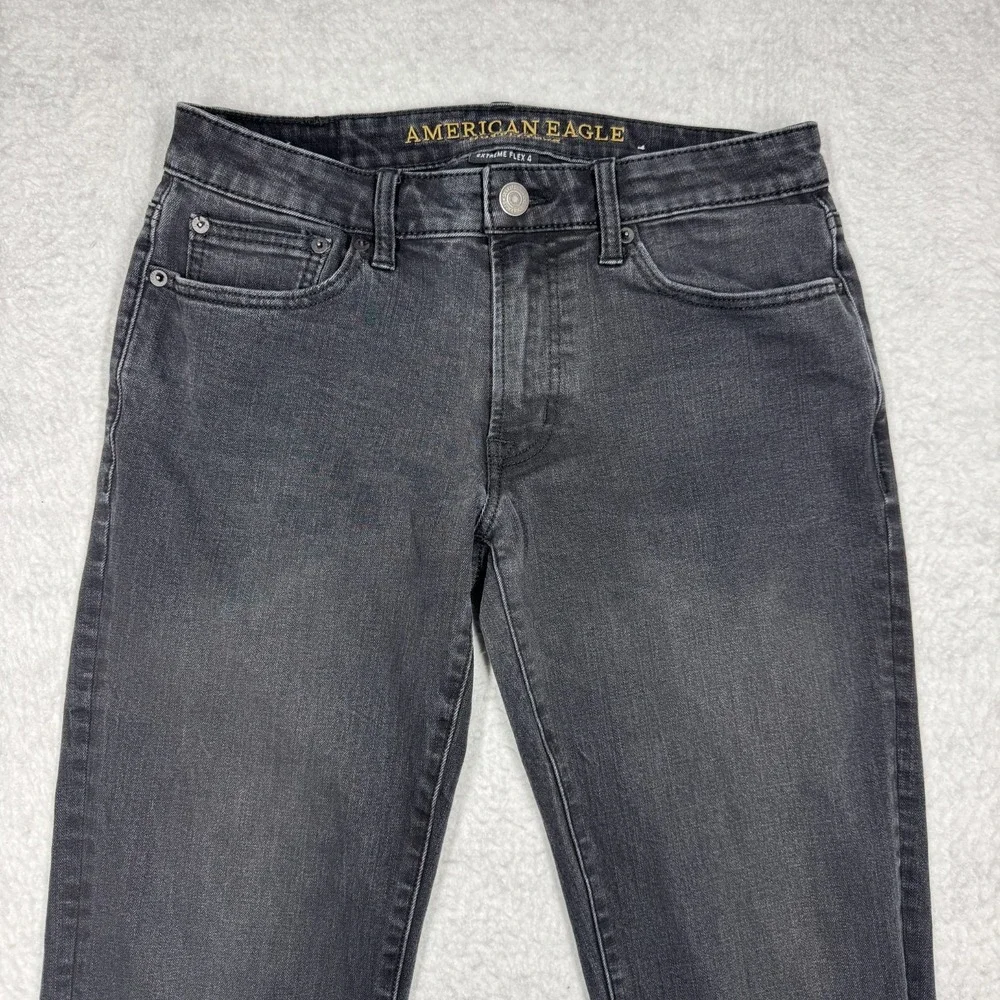American Eagle Jeans Black‎ Denim Slim Skinny Extreme Flex 4 Grunge Men's 30x34